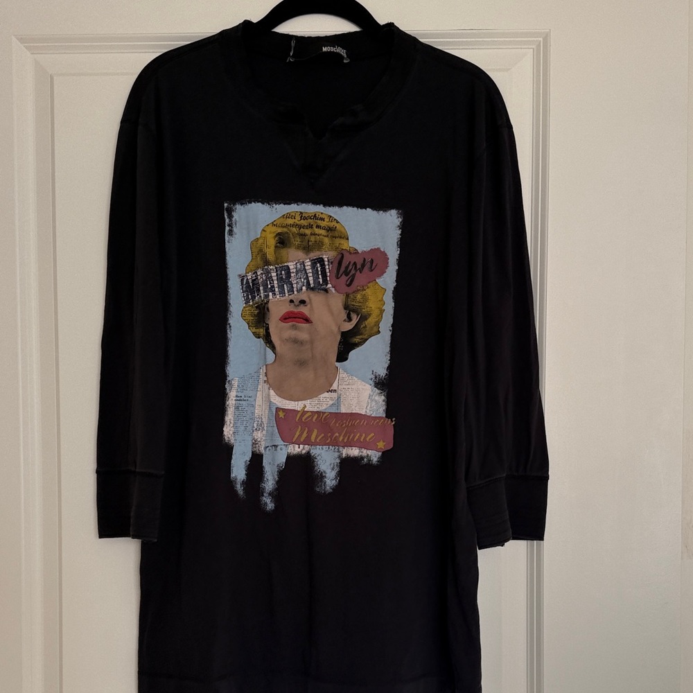 Love Moschino Black Tunic with Graphic Print, size L-XL